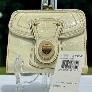COACH 65th Anniversary Legacy Patent Leather French Frame Wallet White 41505